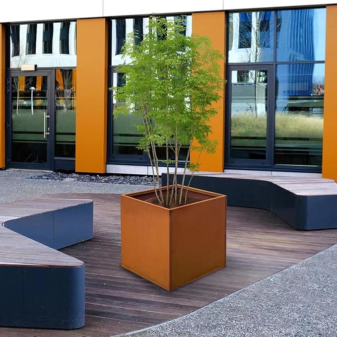 Corten Steel Planter Metal Square Planter 28 Inch Corten Planter Box Tall Cube - Image 6
