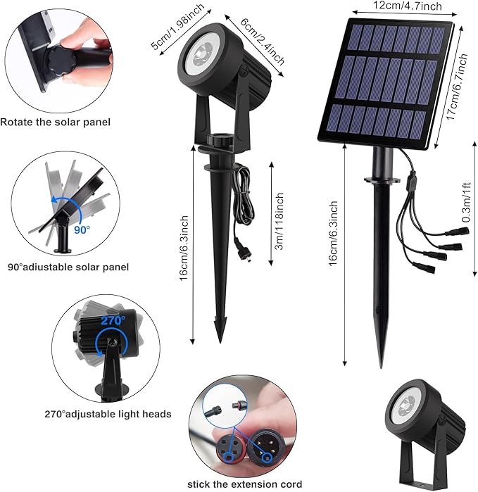 T-SUNUS RGB Solar Spot Lights Outdoor Christmas, Color Changing Landscape - Image 4