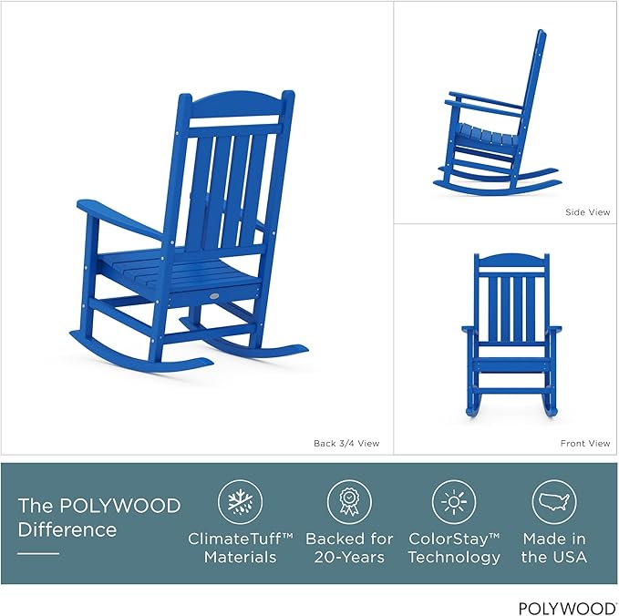 POLYWOOD Presidential Rocking Chair in Pacific Blue - Image 3