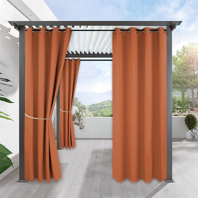 RYB HOME Outdoor Curtains for Patio Waterproof Block Sunlight Thermal Insulated by RYBHOME