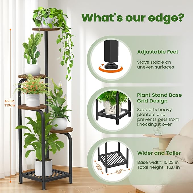 TOSKING 5 Tier Metal Plant Stand Indoor 48''H Tall, Heavy Duty Plant Shelf - Image 6