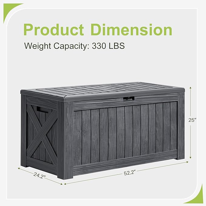 Greesum 120 Gallon Deck Box, Resin Outdoor Storage Container - Image 6
