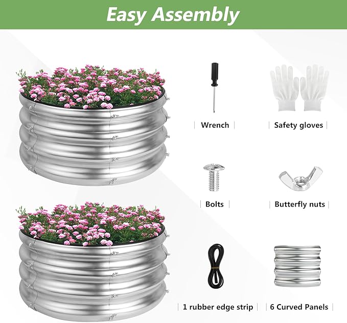 2 Pack 2x2x1ft Round Galvanized Raised Garden Bed Kits, Raised Garden Beds - Image 7