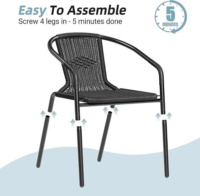 Amopatio Outdoor Dining Chairs Set of 6, Rattan Patio Chairs Wicker, Stackable - Image 7