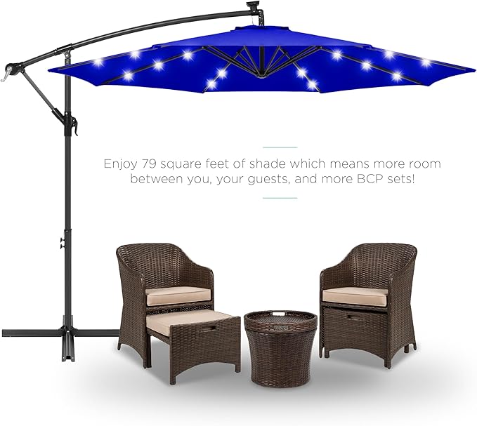 Best Choice Products 10ft Solar LED Offset Cantilever Hanging Market Patio - Image 2