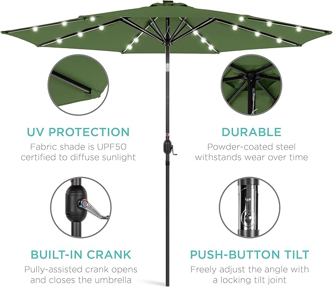 Best Choice Products 10ft Solar Polyester LED Lighted Patio Umbrella w/Tilt - Image 5