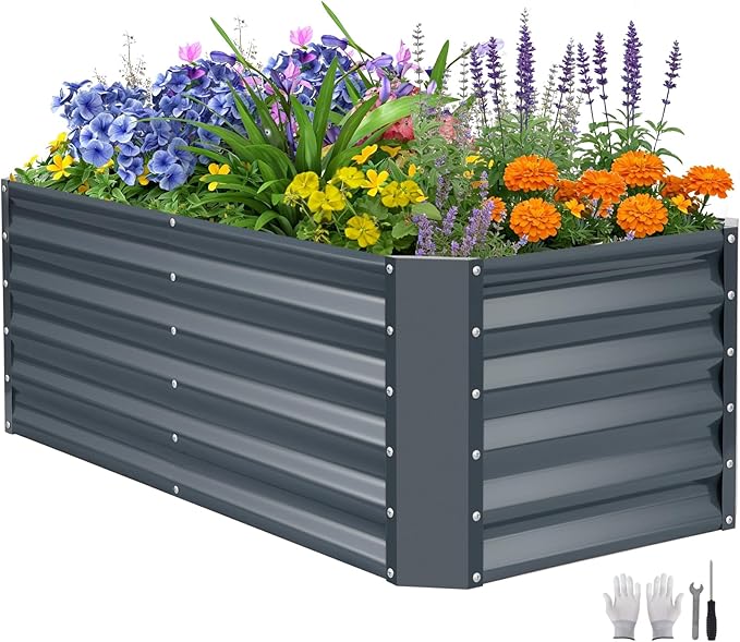 ZORMY 4×2×1.4ft Galvanized Raised Garden Bed Kit, Metal Planter Boxes Outdoor - Image 9