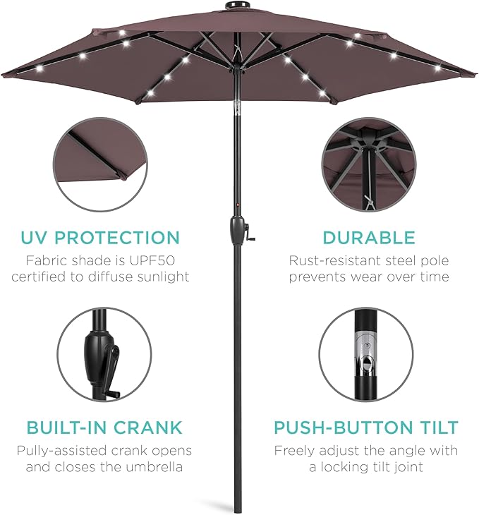 Best Choice Products 7.5ft Outdoor Solar Market Table Patio Umbrella - Image 5
