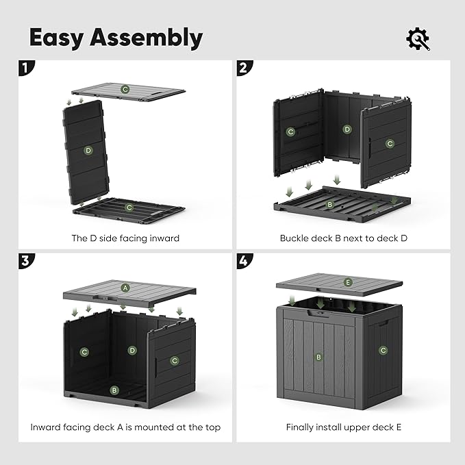 NEWBULIG 31 Gallon Deck Box, Weatherproof Resin Lockable Outdoor Storage - Image 7