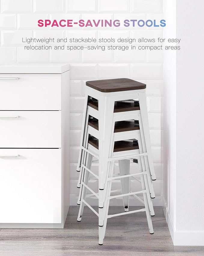 FDW Metal Bar Stools Counter Height Barstool Stackable Barstools Indoor Outdoor - Image 7