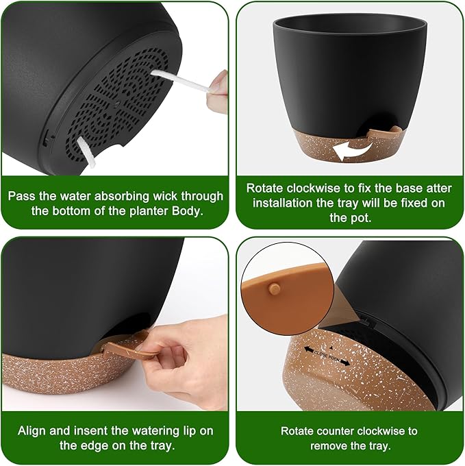 Plant Pots 12/10/9 Inch Self Watering Pots, Plastic Flower Pots, Nursery - Image 2