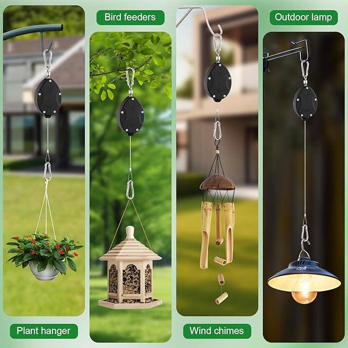1 Pack Heavy Duty Retractable Plant Hangers, Adjustable Pull-Down Pulleys - Image 7