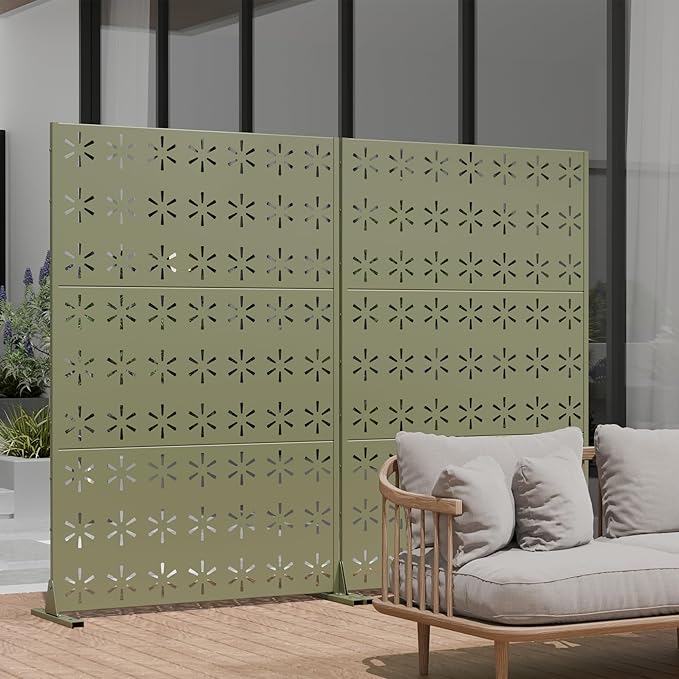 Casaphoria Metal Privacy Screen Outdoor, Light Green-Star - Image 2