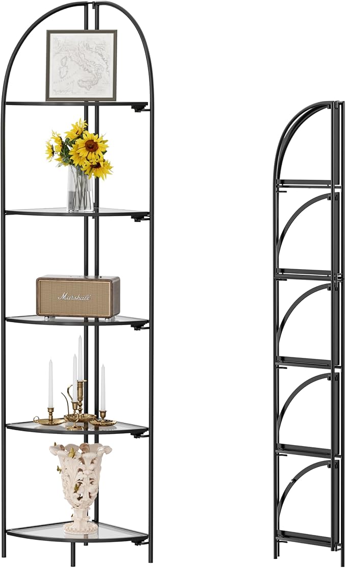 Crofy Foldable 5 Tier Corner Shelf, Metal Corner Plant Stand by CrofyLLC