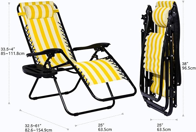 Nazhura Set of 2 Relaxing Recliners Patio Chairs Adjustable Steel Mesh Zero - Image 3