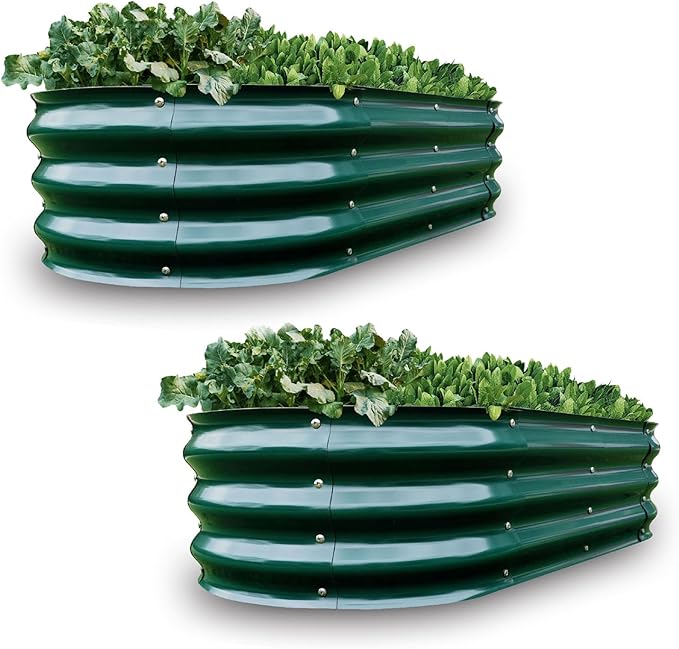 Gardmax 2 Pack Galvanized Raised Garden Bed, Lightweight Planter Boxes Outdoor by ChooseGardmaxforbetterlife