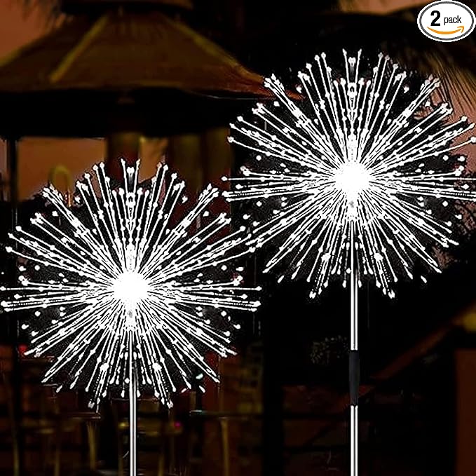 JJGoo Solar Firework Lights, 2 Pack 120 LEDs 2 Lighting Modes Solar Garden by JJGoo