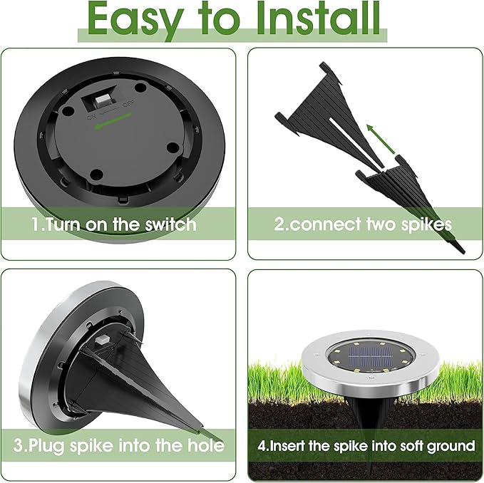INCX 4.6 inch Solar Lights for Outside, 4 Pack Solar Light Outdoor Waterproof - Image 5