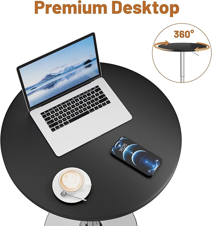 Flamaker Round Bistro Pub Table 23.6 Inch Height Adjustable 360° Swivel Bar - Image 7