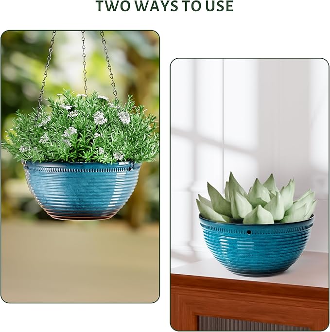10in Hanging Planters for Indoor and Outdoor Plants, 2 Pack Hanging Planter - Image 5