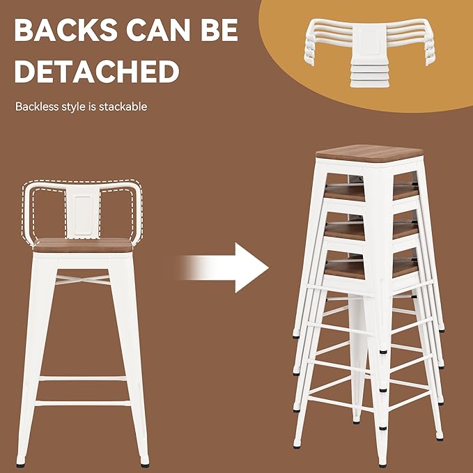 Yongchuang 30 inch Bar Stools Set of 2 Kitchen Bar Height Chairs - Image 6