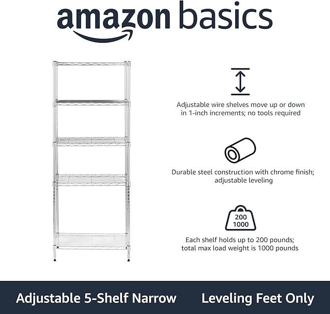 Amazon Basics 5-Shelf Adjustable Storage Shelving Unit - Image 4
