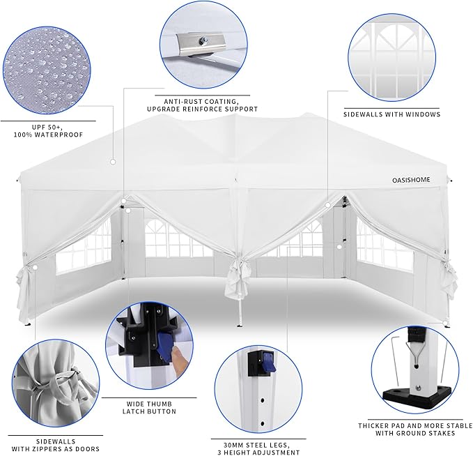 OASISHOME Pop-up Gazebo Canopy Tent 10'x20' - Image 2