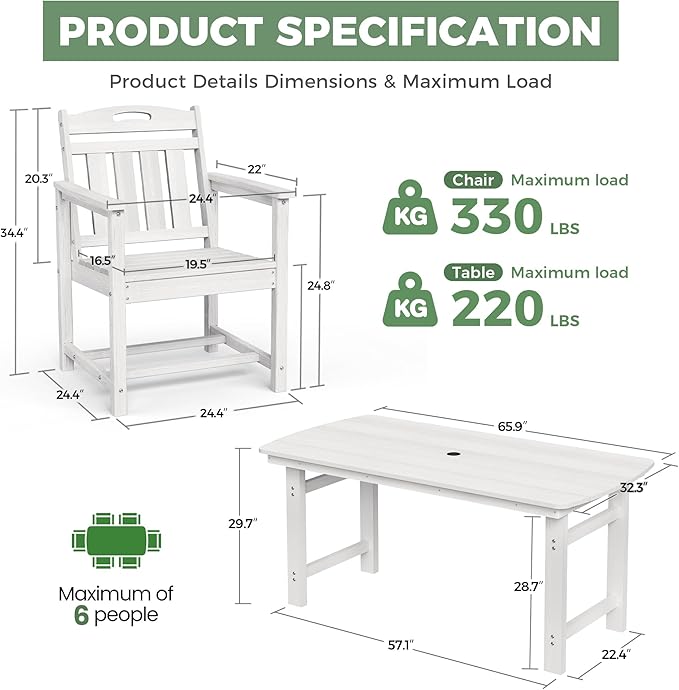 HDPE Outdoor Patio Dining Set - Image 2