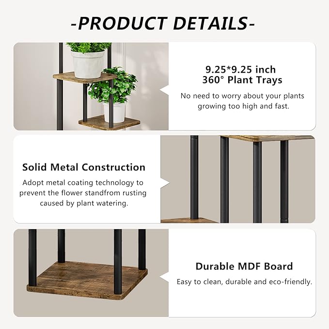 AZERPIAN Plant Stand 4 Tier Indoor Metal Flower Shelf - Image 5