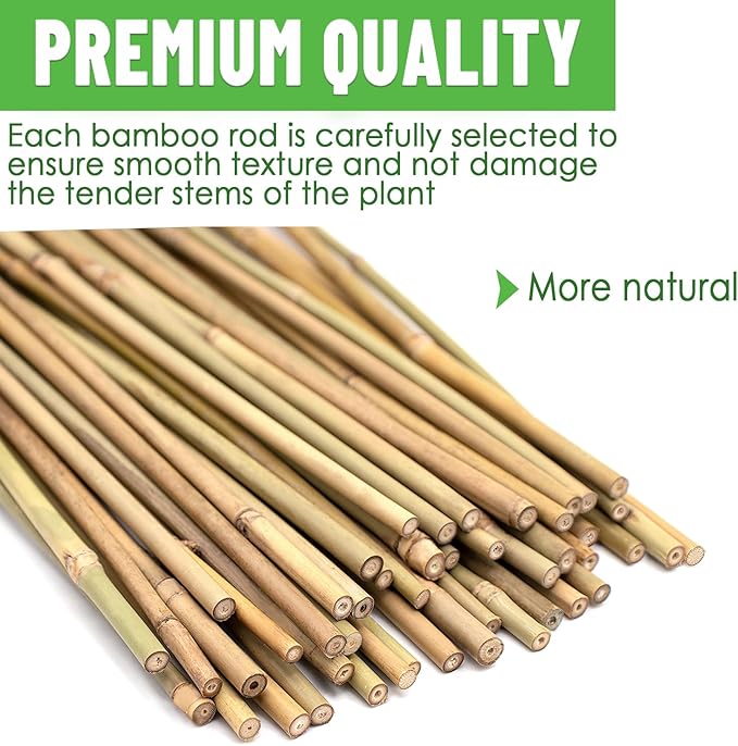 35Pcs Plant Stakes, Premium Natural Bamboo Garden Stakes, Bamboo Sticks Support - Image 2