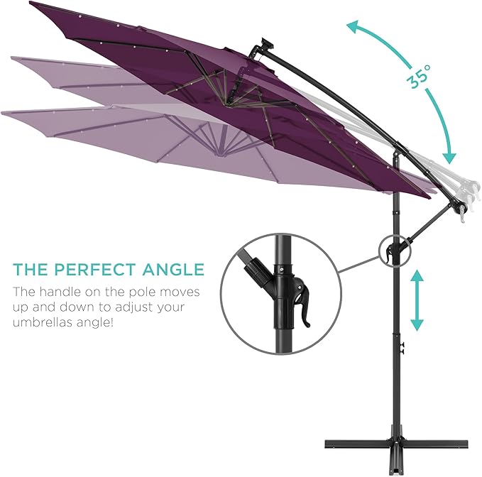 Best Choice Products 10ft Solar LED Offset Cantilever Hanging Market Patio - Image 4