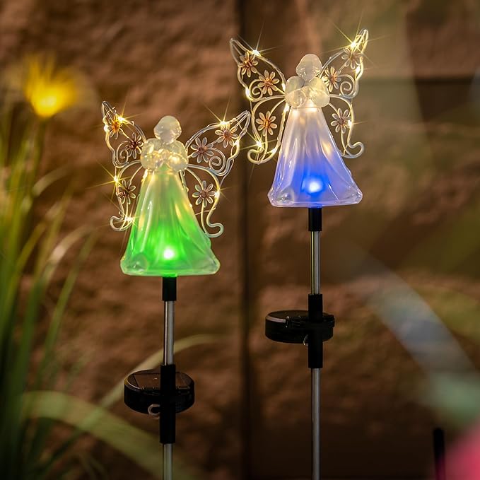Solar Angels for Cemetery Grave Sympathy Memorial Remembrance Gift Solar Angels by ELFENGARDEN