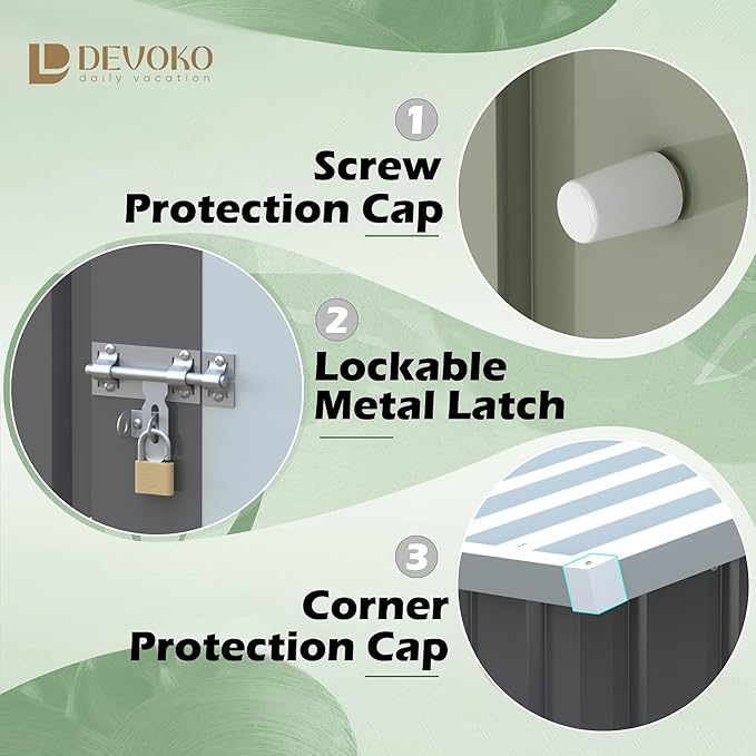 Devoko Outdoor Storage Shed 5 x 3 FT Lockable Metal Garden Shed Steel - Image 3
