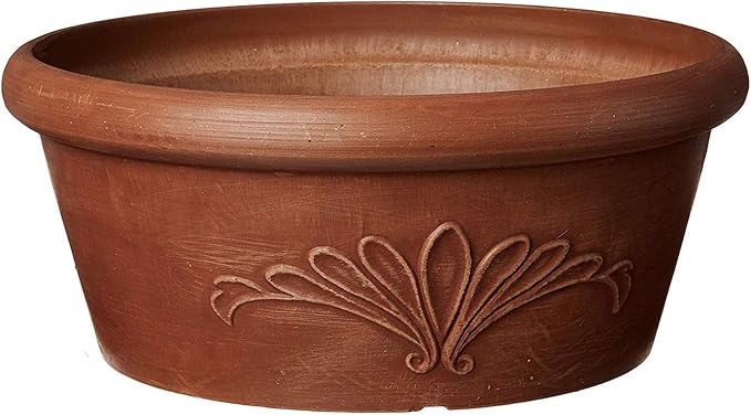 PSW Pot Collection TA30TC 12-inch Plastic/Stone/Wood Composite Bulb Pan Planter by PSW