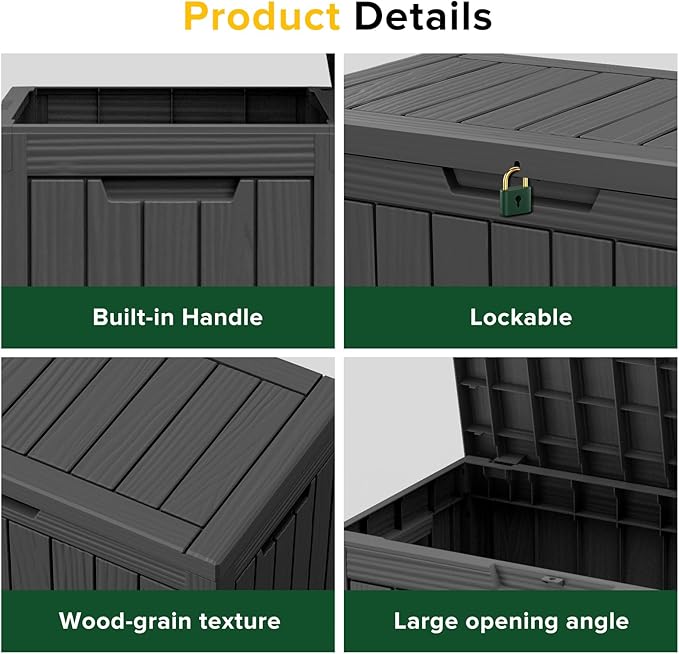 46 Gallon Outdoor Deck Box, Lockable Waterproof Outdoor Storage Boxes - Image 4