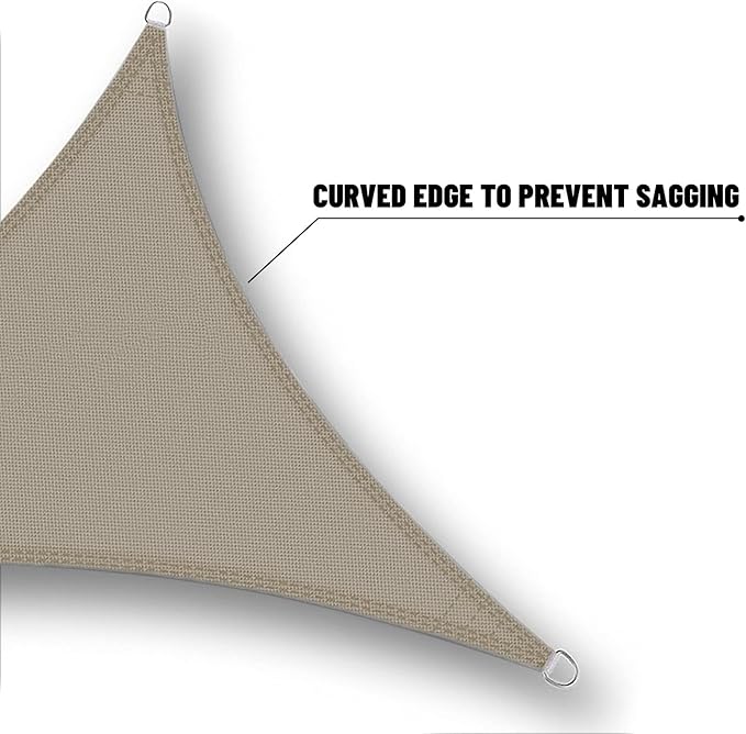 SUNNY GUARD Waterproof Sun Shade Sail 16' x 16' x 16' Taupe Triangle UV Block - Image 4
