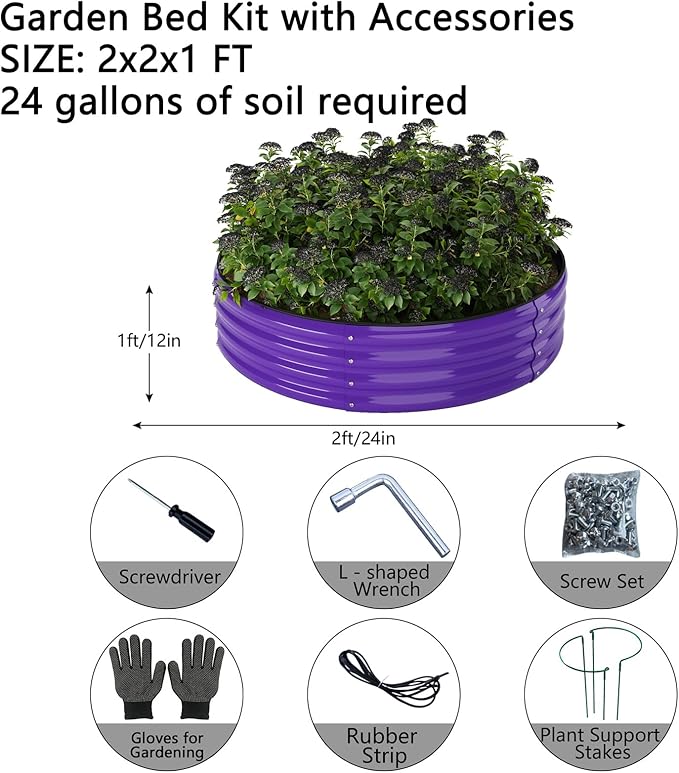 Galvanized Metal Planter Round Raised Garden Bed Kit - Image 2