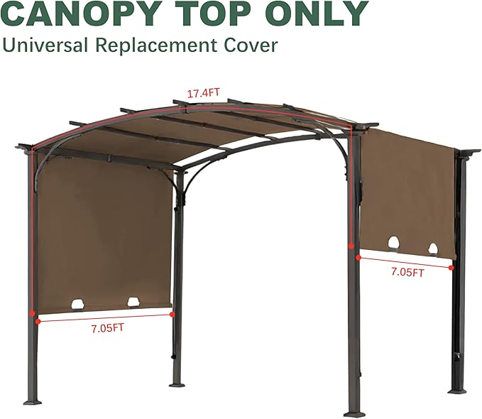 85''x 208'' Universal Doubleton Steel Pergola Replacement Cover - Image 2