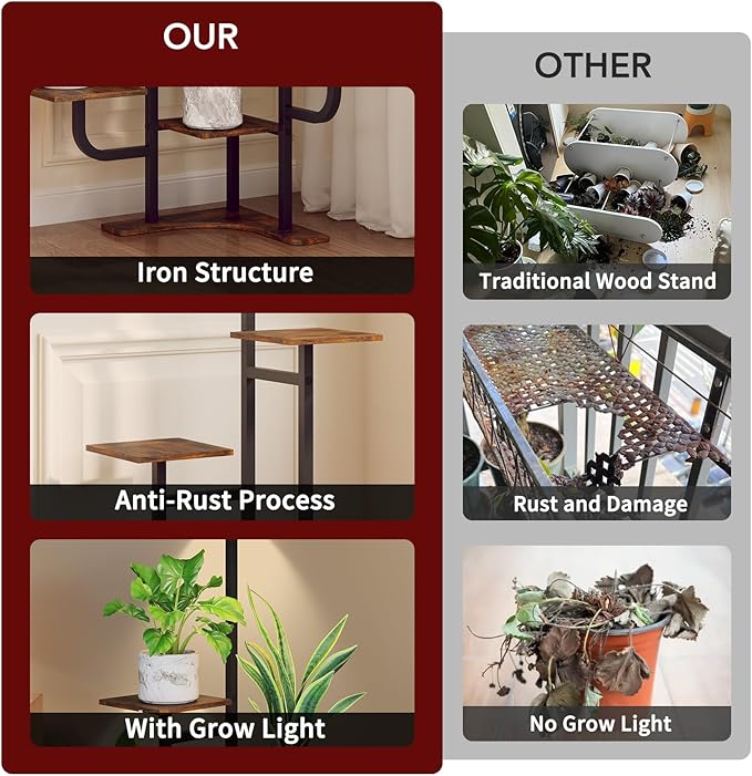 Corner Plant Stand with Grow Light - Image 3