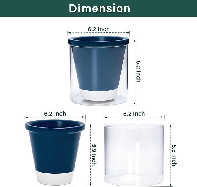 D'vine Dev 6 Inch Design Self Watering Planter - Image 2