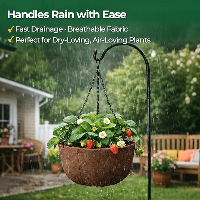 T4U Hanging Planters for Outdoor Plants, 12 Inch 6 Pack Fabric Hanging Baskets - Image 4