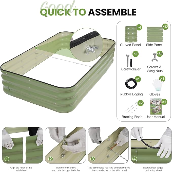 G GOOD GAIN 4-in-1 Adjustable Raised Garden Bed Kit | Galvanized Planter Boxes - Image 7