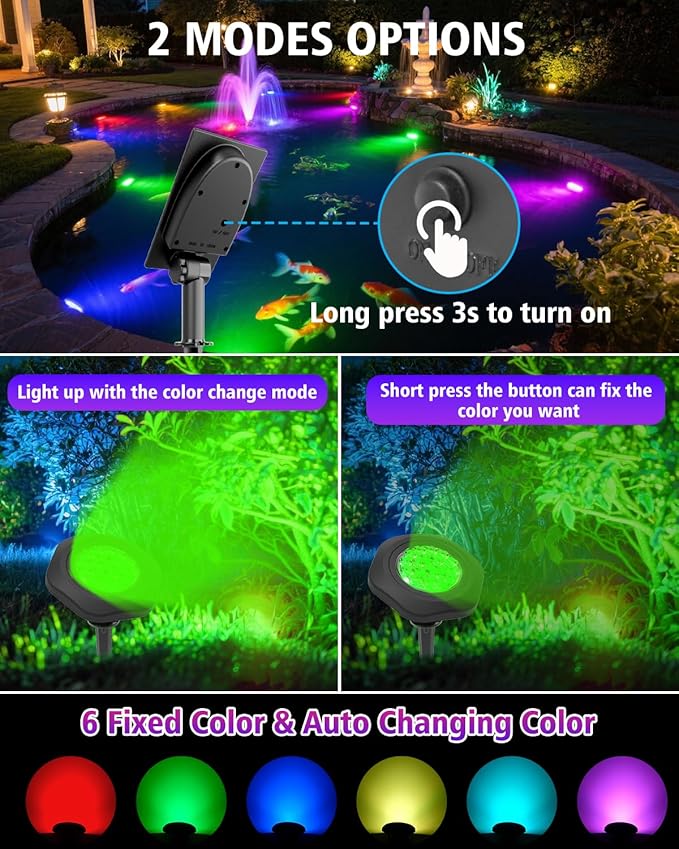 CORESLUX Solar Spot Lights Outdoor Waterproof IP68, 3-in-1 LED Color Changing - Image 3