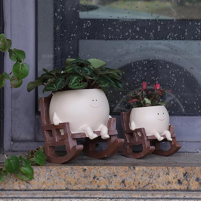Smily Face Planter Pot Cute Resin Flower Head Planters - Image 4