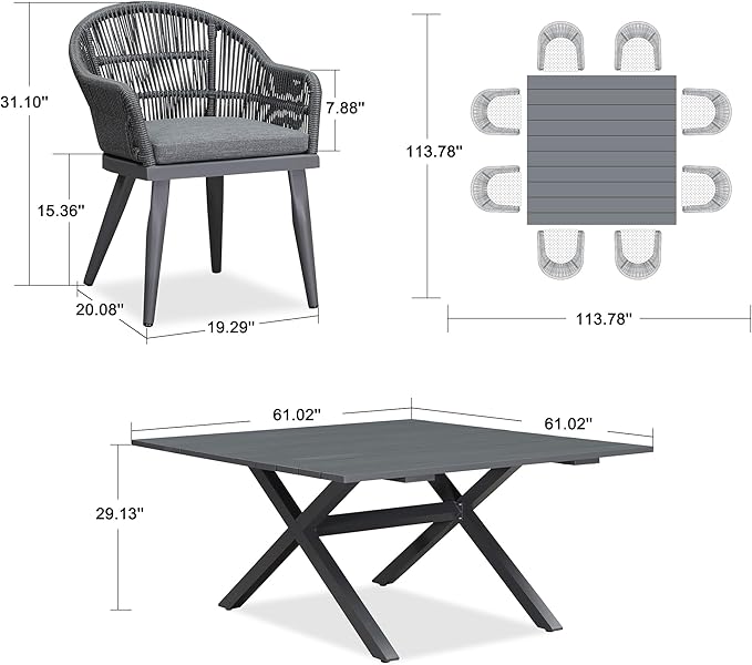 PURPLE LEAF 9 Pieces Patio Dining Set - Image 7