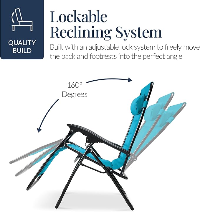 Best Choice Products Oversized Padded Zero Gravity Chair, Folding Outdoor Patio - Image 7