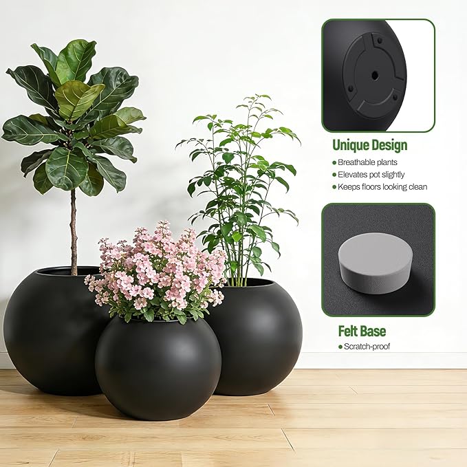 13.5 H x 17" Dia Round Fiberstone Planter - Image 3