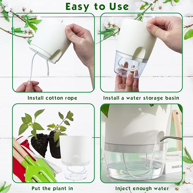 Haawooky 10 Pack Clear Self Watering Planters, 4.1Inch Wicking Flower Pots - Image 4