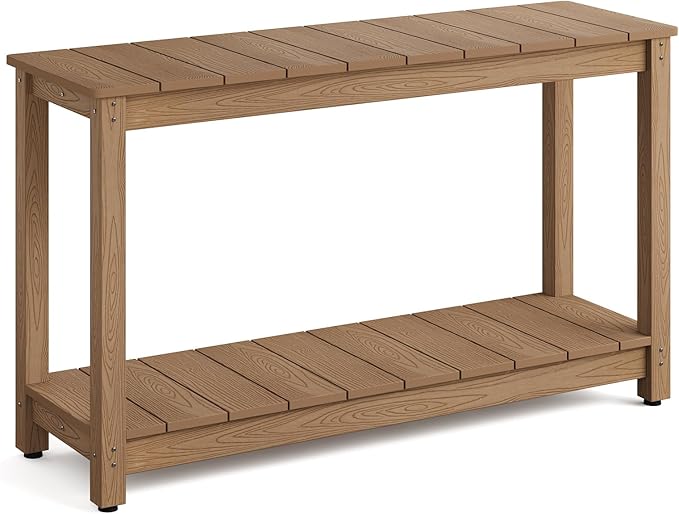 Stoog All-Weather Patio Console Table, 2-Tier Outdoor Table by Stoog