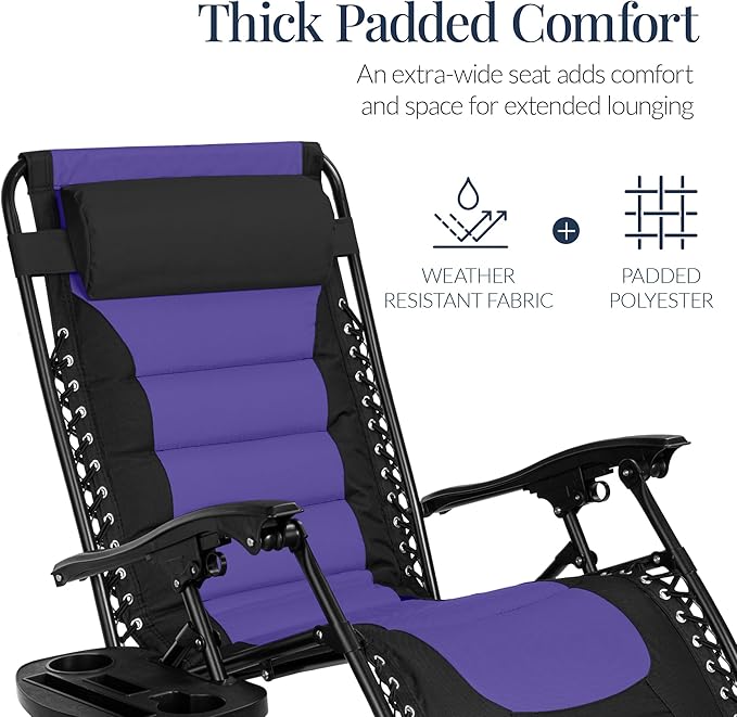 Best Choice Products Oversized Padded Zero Gravity Chair, Folding Outdoor Patio - Image 5